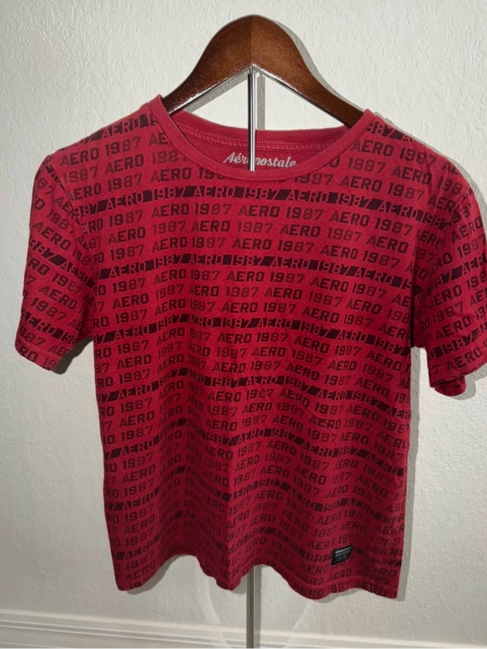 Aeropostale Men’s Red All-Over 'Aero 1987' Graphic Tee